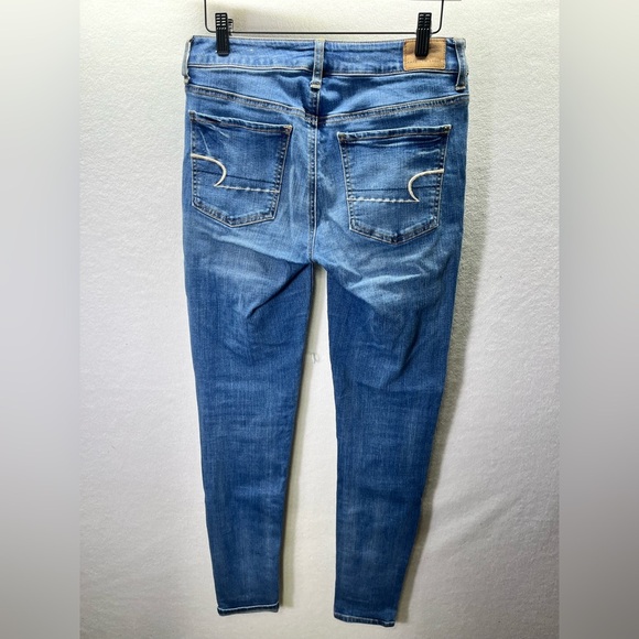 American Eagle Jegging Jeans Womens 6 Long Tall Blue Denim Super Stretch 2204 - Picture 9 of 11